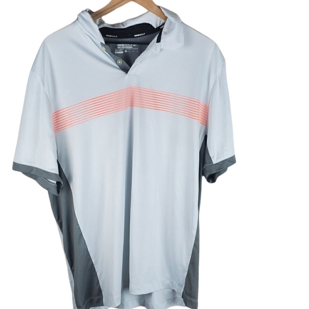 Nike Gray & Orangedry Fit Golfshirt